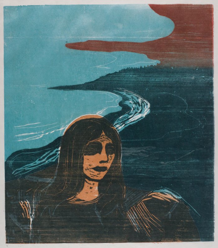 Edvard Munch Woman’s Head against the Shore, 1899, woodcut